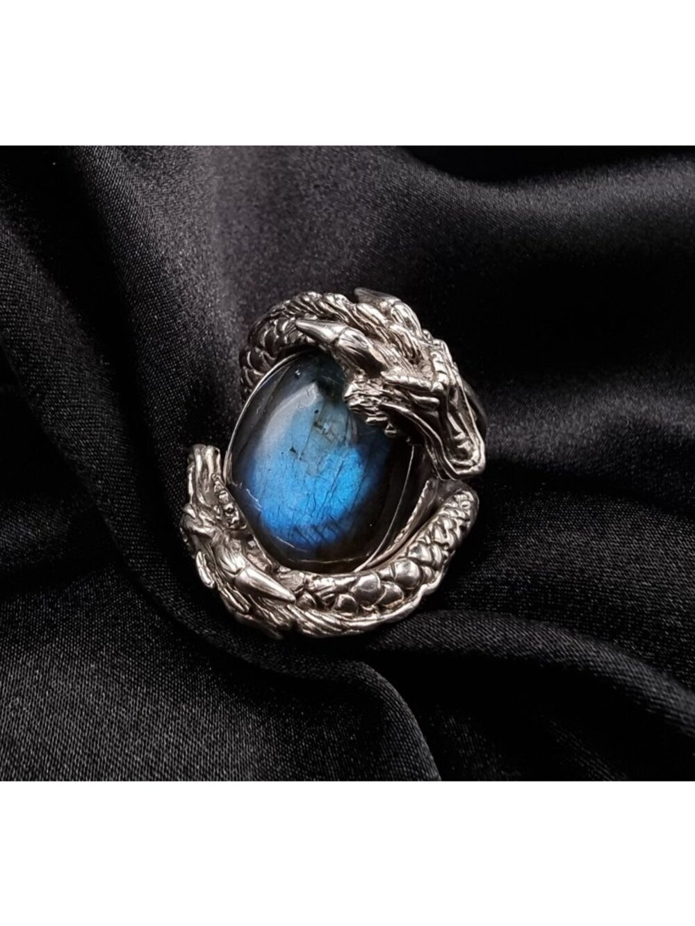 925 Silver Dragon Labradorite Ring Size 8.25